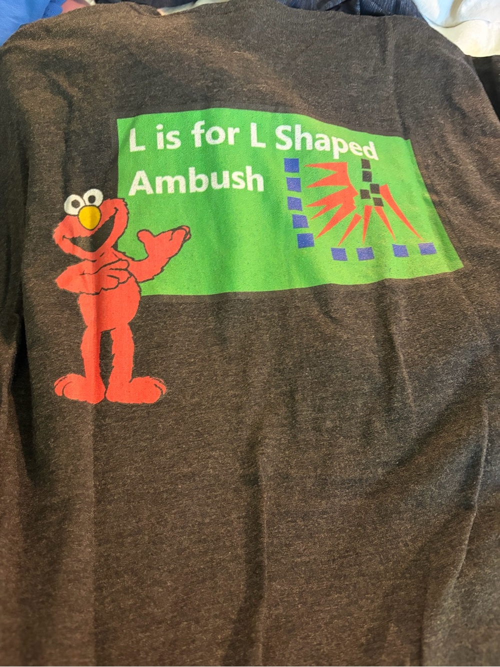 Men’s Elmo Graphic Tee - Gray with Green & Red Print